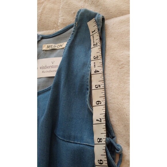Mebon by Machine Jeans Windsor Denim Dress Sz L NWT Tie Strings Side Sexy - Picture 7 of 9